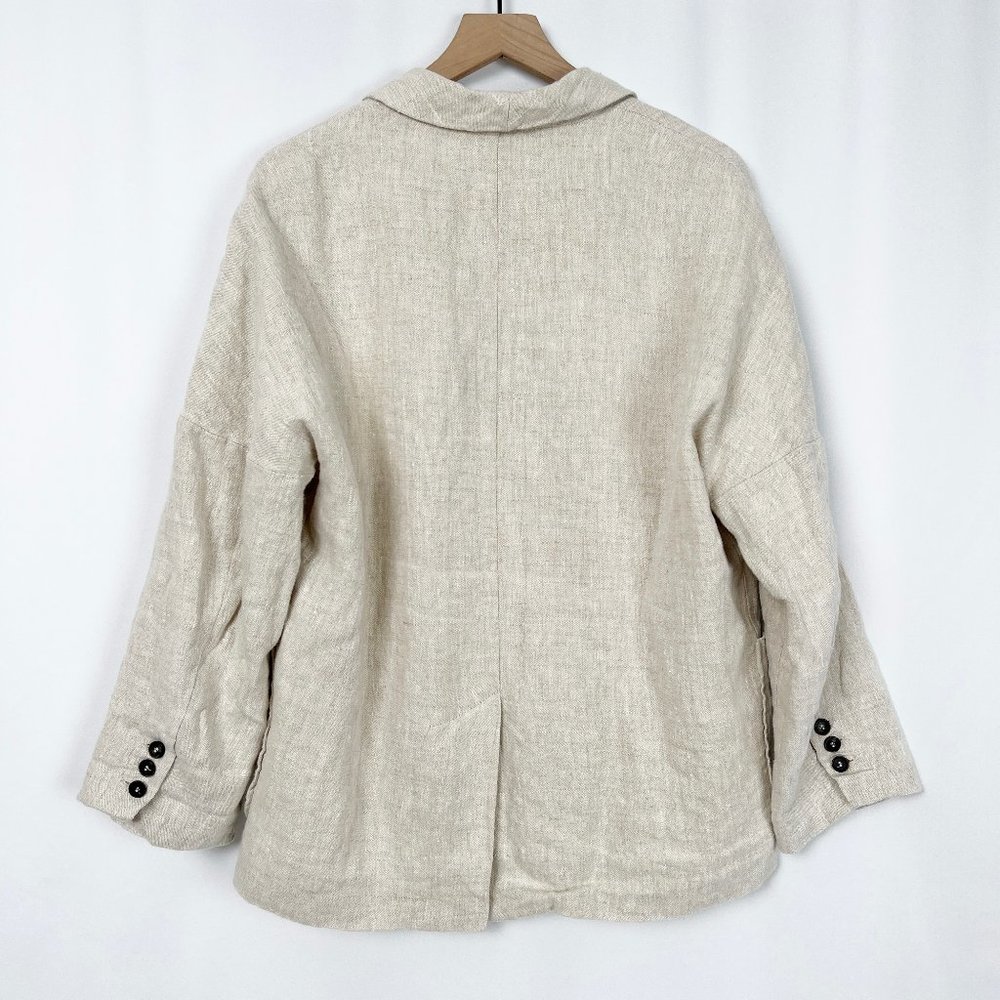 Zara Timeless Collection Linen Double Breasted Oversized Blazer Jacket Long Coat - Picture 5 of 6